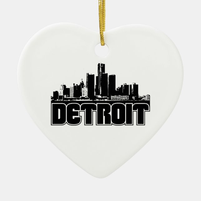 Ornamento De Cerâmica Skyline de Detroit (Frente)
