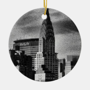 Ornamento De Cerâmica Skyline de NYC: Construção de Chrysler, encontra