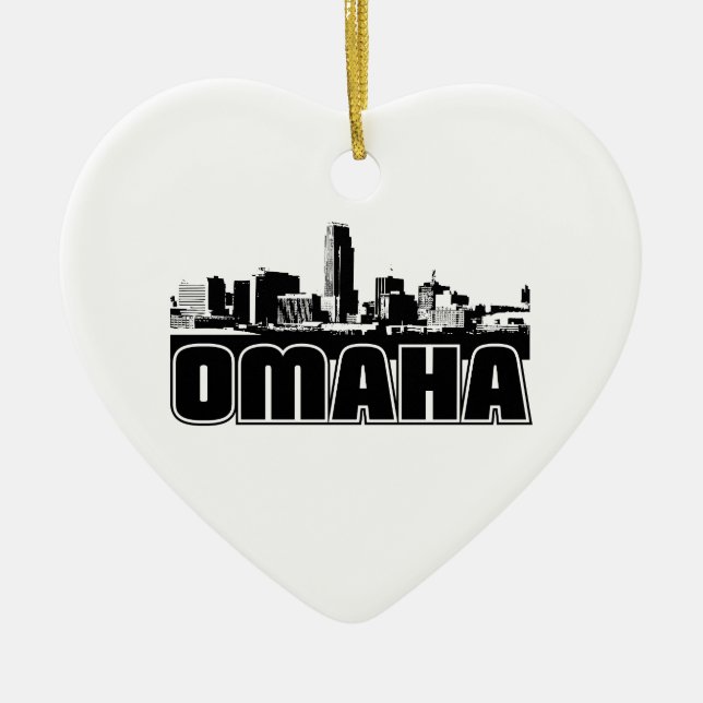 Ornamento De Cerâmica Skyline de Omaha (Frente)