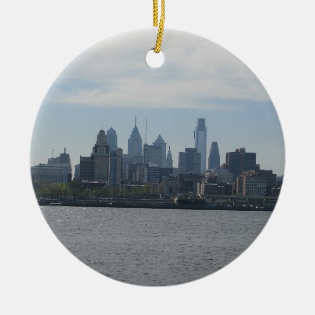 Ornamento De Cerâmica Skyline de Philadelphfia (Frente)