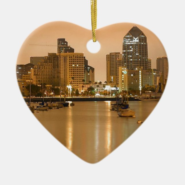 Ornamento De Cerâmica Skyline de San Diego (Frente)