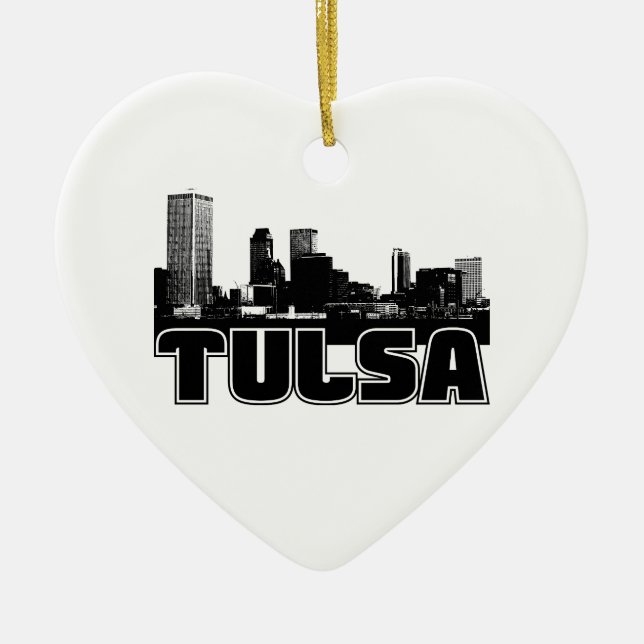 Ornamento De Cerâmica Skyline de Tulsa (Frente)