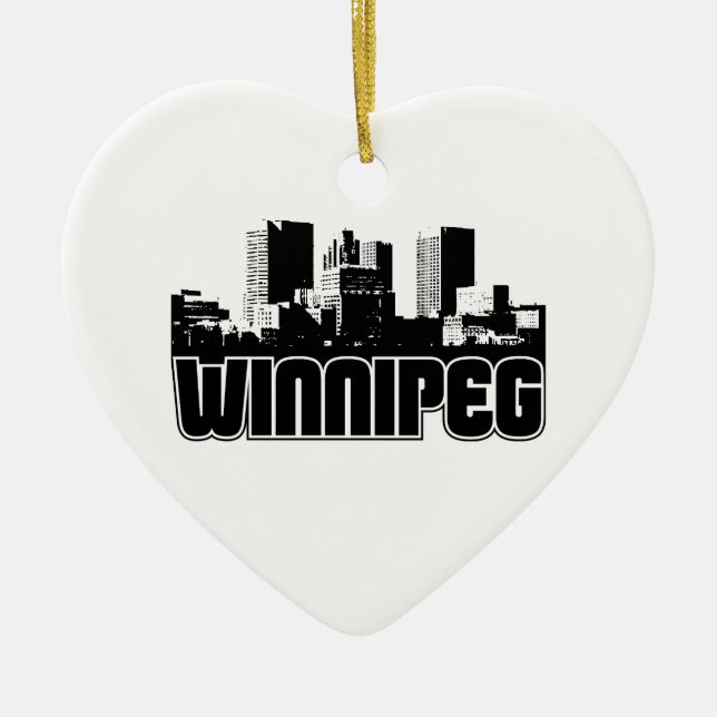 Ornamento De Cerâmica Skyline de Winnipeg (Frente)