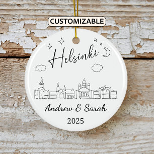 Ornamento De Cerâmica Skyline Helsinki Ornament Personalizado, Finlândia