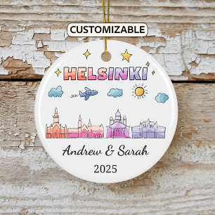 Ornamento De Cerâmica Skyline Helsinki Ornament Personalizado, Finlândia