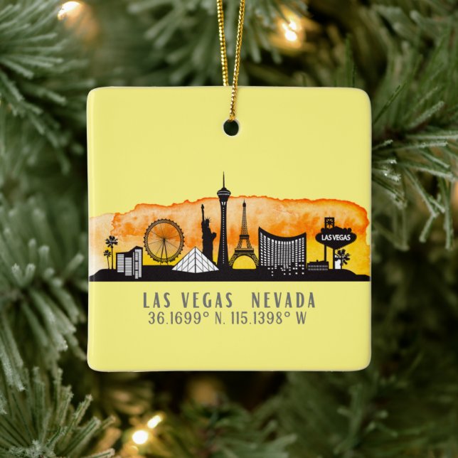 Ornamento De Cerâmica Skyline Latitude Personalizado em Las Vegas (Árvore)
