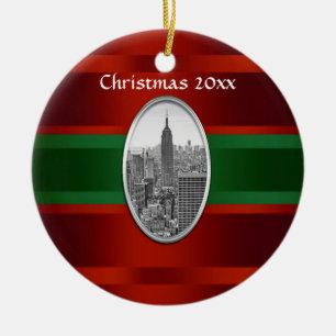 Ornamento De Cerâmica Skyline NYC: Empire State Building Xmas #3