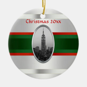 Ornamento De Cerâmica Skyline NYC: Empire State Building Xmas #4W