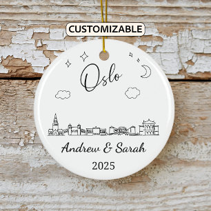 Ornamento De Cerâmica Skyline Oslo Ornament Personalizado, Noruega