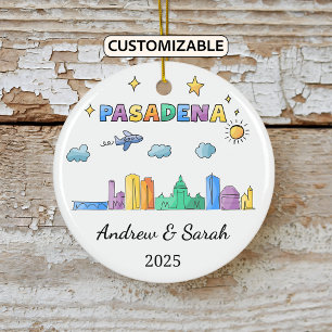 Ornamento De Cerâmica Skyline Pasadena Ornament Personalizado, Califórni