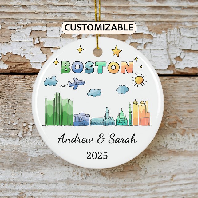 Ornamento De Cerâmica Skyline Personalizada - Boston Ornament Massachuse (Criador carregado)