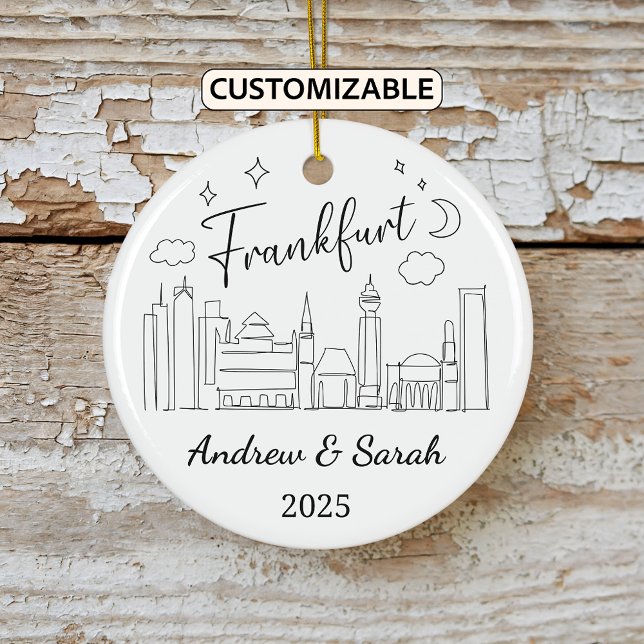Ornamento De Cerâmica Skyline Personalizado Frankfurt Ornament, Alemanha (Criador carregado)