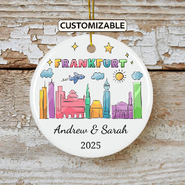 Ornamento De Cerâmica Skyline Personalizado Frankfurt Ornament, Alemanha