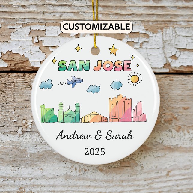 Ornamento De Cerâmica Skyline Personalizado San Jose Ornament, Califórni (Criador carregado)