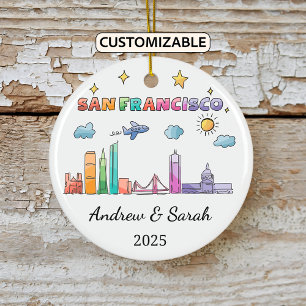 Ornamento De Cerâmica Skyline Personalizado São Francisco, Califórnia