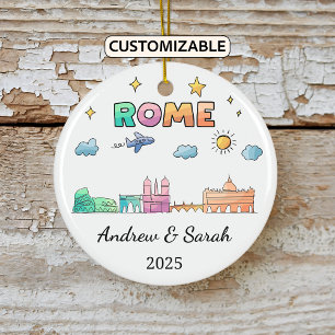 Ornamento De Cerâmica Skyline Roma Personalizada, Itália