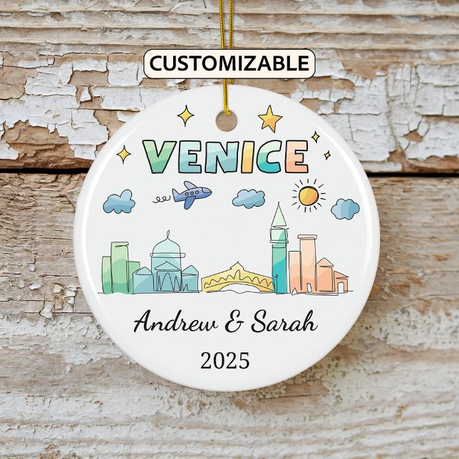Ornamento De Cerâmica Skyline Venice Ornament Personalizado, Itália (Criador carregado)