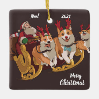 Ornamento De Cerâmica Sled Dog Christmas