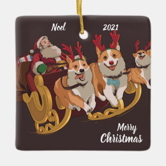 Ornamento De Cerâmica Sled Dog Christmas (Frente)