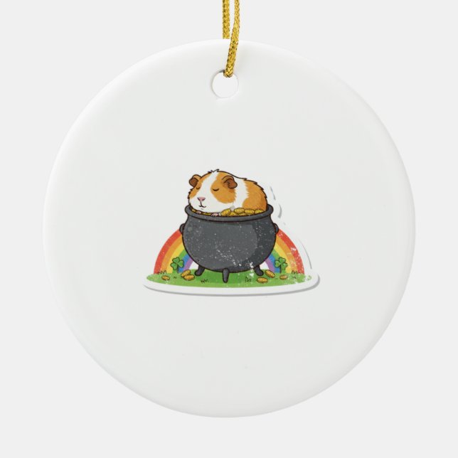 Ornamento De Cerâmica Sleeping Guinea Pig St.Patrick's Day (Frente)