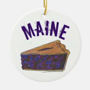 Ornamento De Cerâmica Slice de torta de mirtilo de Estado Maine Blueberr