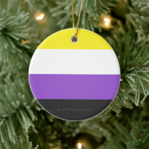 Ornamento De Cerâmica SlipperyJoe's Nonbinary Pride Flag gay LGBTQ