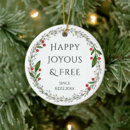 Ornamento De Cerâmica Slogan de Sobriedade Data Personalizada, Presente