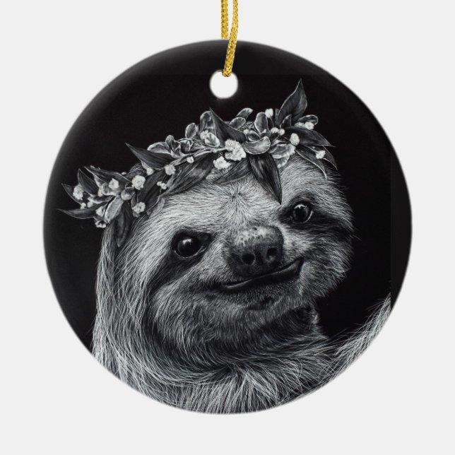 Ornamento De Cerâmica Sloth Princess (Frente)
