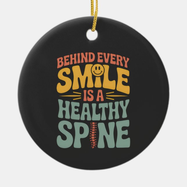 Ornamento De Cerâmica Smile Healthy Spine Chiropractor Cote Design (Frente)