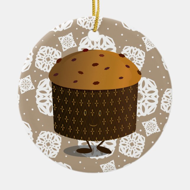 Ornamento De Cerâmica Smiling Panettone Food Christmas (Frente)