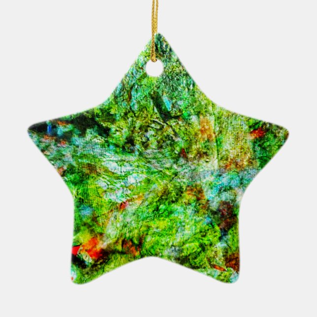 Ornamento De Cerâmica Smooth abstract ornament star,Yellow calming  (Frente)