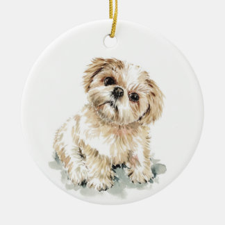 Ornamento De Cerâmica Smudge, Shih Tzu cachorrinho
