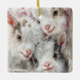 Ornamento De Cerâmica Snow Babies Christmas Goats 3 - YOUR PHOTO