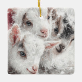 Ornamento De Cerâmica Snow Babies Christmas Goats 4 - YOUR PHOTO