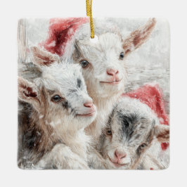 Ornamento De Cerâmica Snow Babies Christmas Goats 5 - YOUR PHOTO