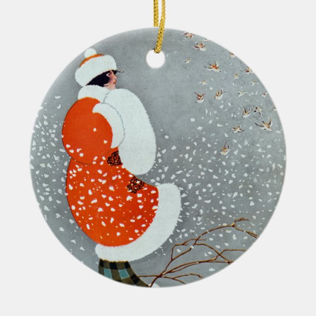 Ornamento De Cerâmica Snow Buntings - Will Hammell  (Frente)