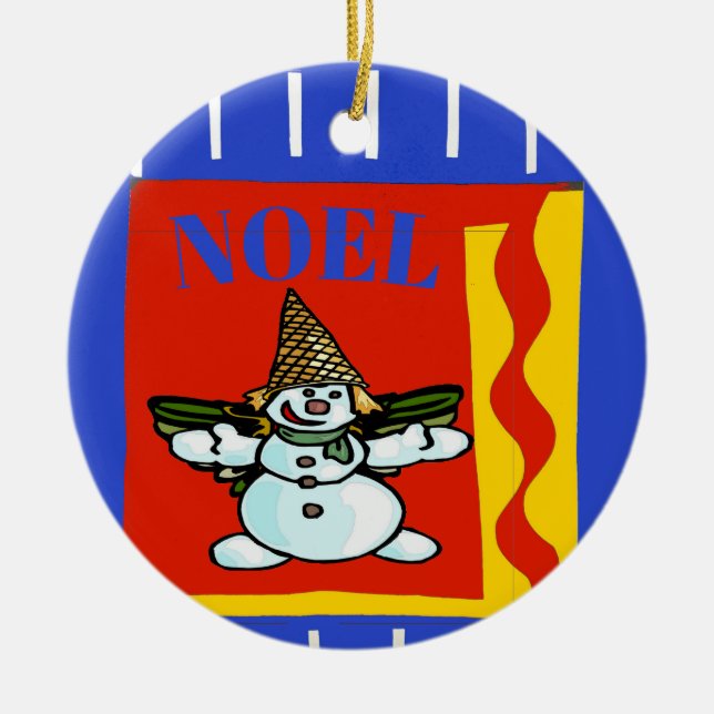 Ornamento De Cerâmica Snow Man, Noel, adicionar, editar texto (Frente)