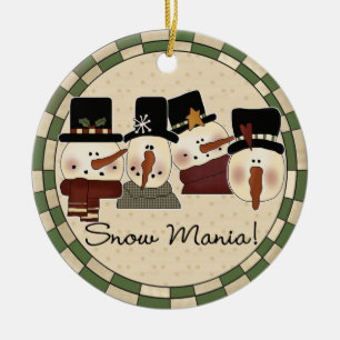 Ornamento De Cerâmica Snow Mania Snowman Keepsasasaque Ornament