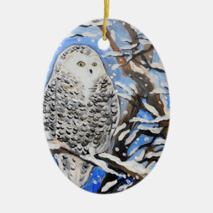 Ornamento De Cerâmica Snow Owl