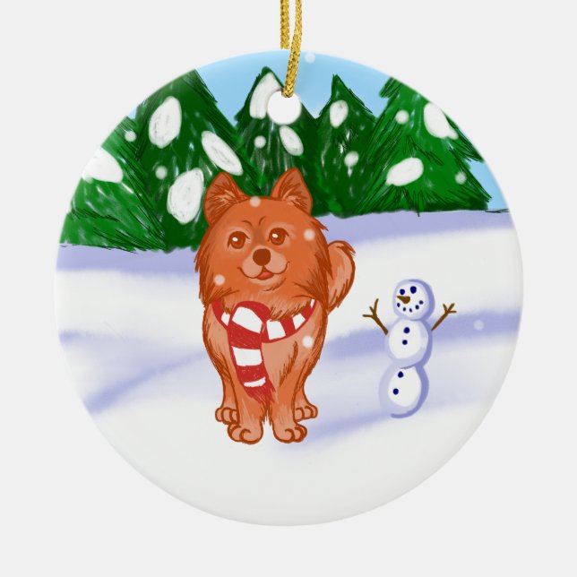 Ornamento De Cerâmica Snow Puppy (Frente)