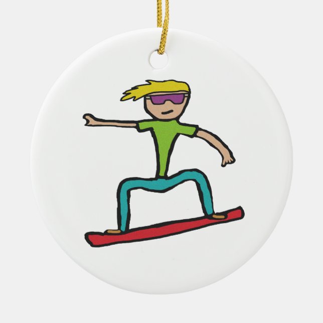 Ornamento De Cerâmica Snowboard (Frente)