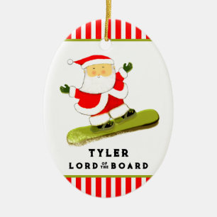 Ornamento De Cerâmica Snowboarder engraçado praticando snowboard