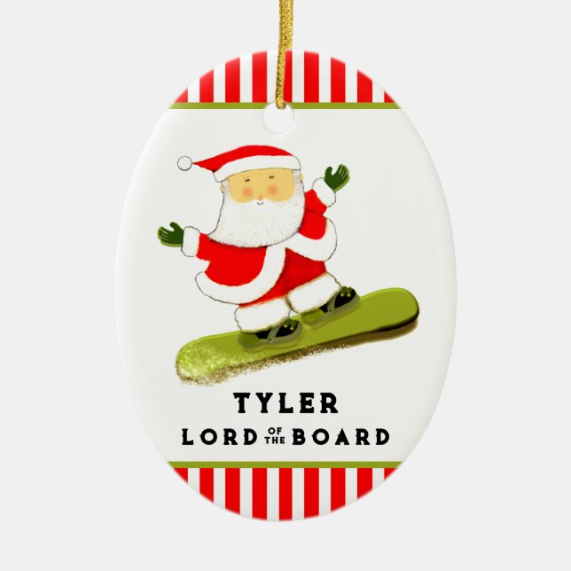 Ornamento De Cerâmica Snowboarder Personalizado (Frente)