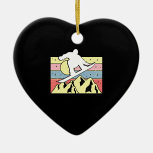 Ornamento De Cerâmica Snowboarder Snowboard Retro
