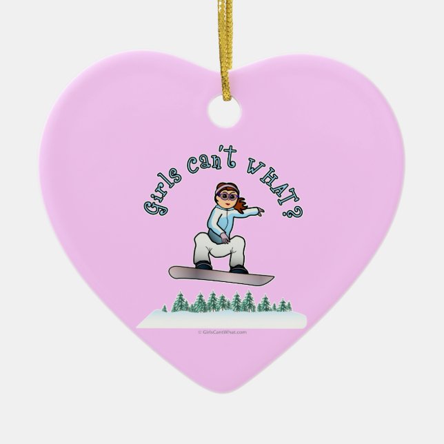 Ornamento De Cerâmica Snowboarder Vermelho (Frente)