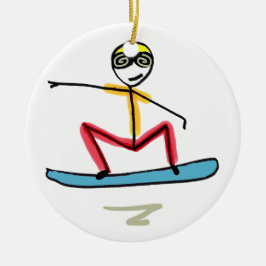 Ornamento De Cerâmica Snowboarding Stickman