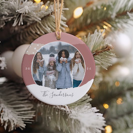 Ornamento De Cerâmica Snowdrift | Foto personalizada de bloco de cores