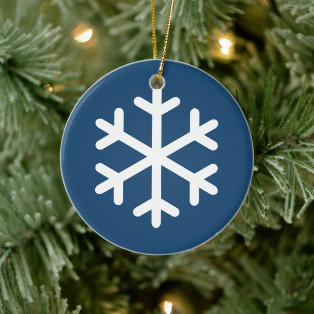 Ornamento De Cerâmica Snowflake Blue Christmas Cerâmica Ornament (Árvore)