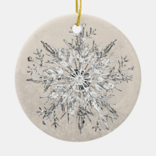 Ornamento De Cerâmica Snowflake Crystal Grunge