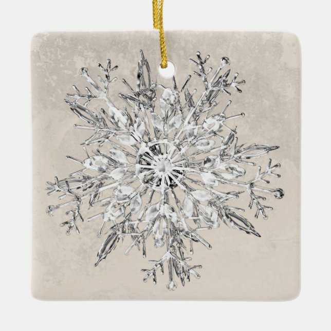 Ornamento De Cerâmica Snowflake Crystal Grunge (Frente)